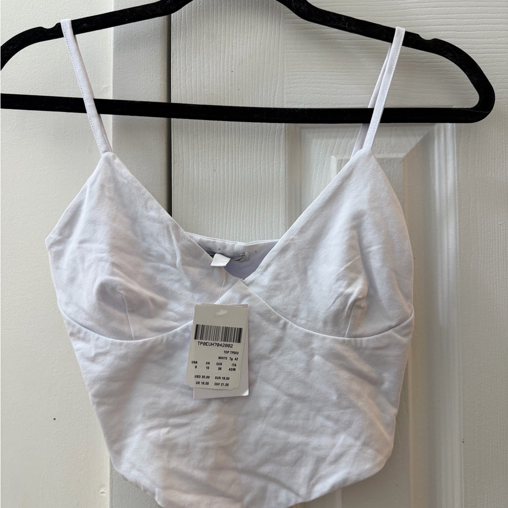 Subdued White Cropped Bandeau Cami with Thin Straps
